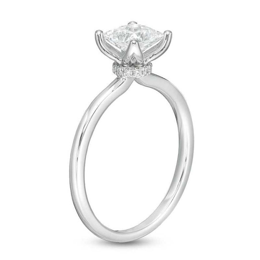 Rings Zales | 1 Ct. T.W. Gia-Graded Princess-Cut Diamond Solitaire Engagement Ring In 18K White Gold (I/Vs2)