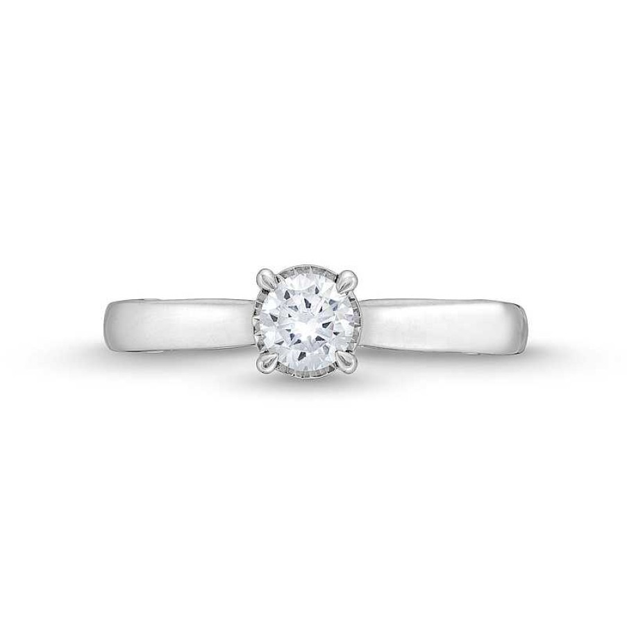 Rings Zales | 1/2 Ct. T.W. Diamond Edge Engagement Ring In 14K White Gold (I/I2)