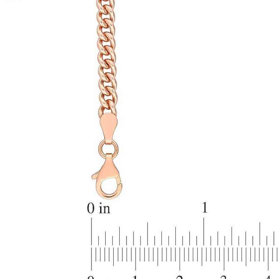 Bracelets Zales | 4.4Mm Curb Chain Anklet In Sterling Silver With Rose-Tone Flash Plate - 9"