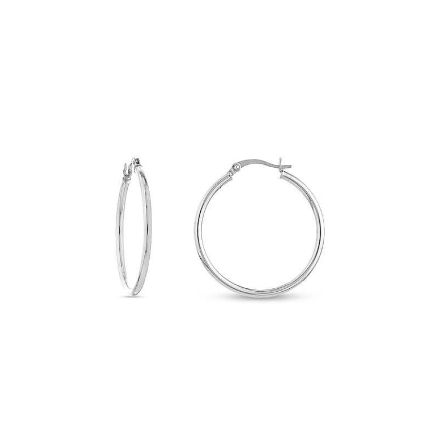 Earrings Zales | Essentials Polished Multi-Size Tube Hoop Earrings Set In 10K White Gold