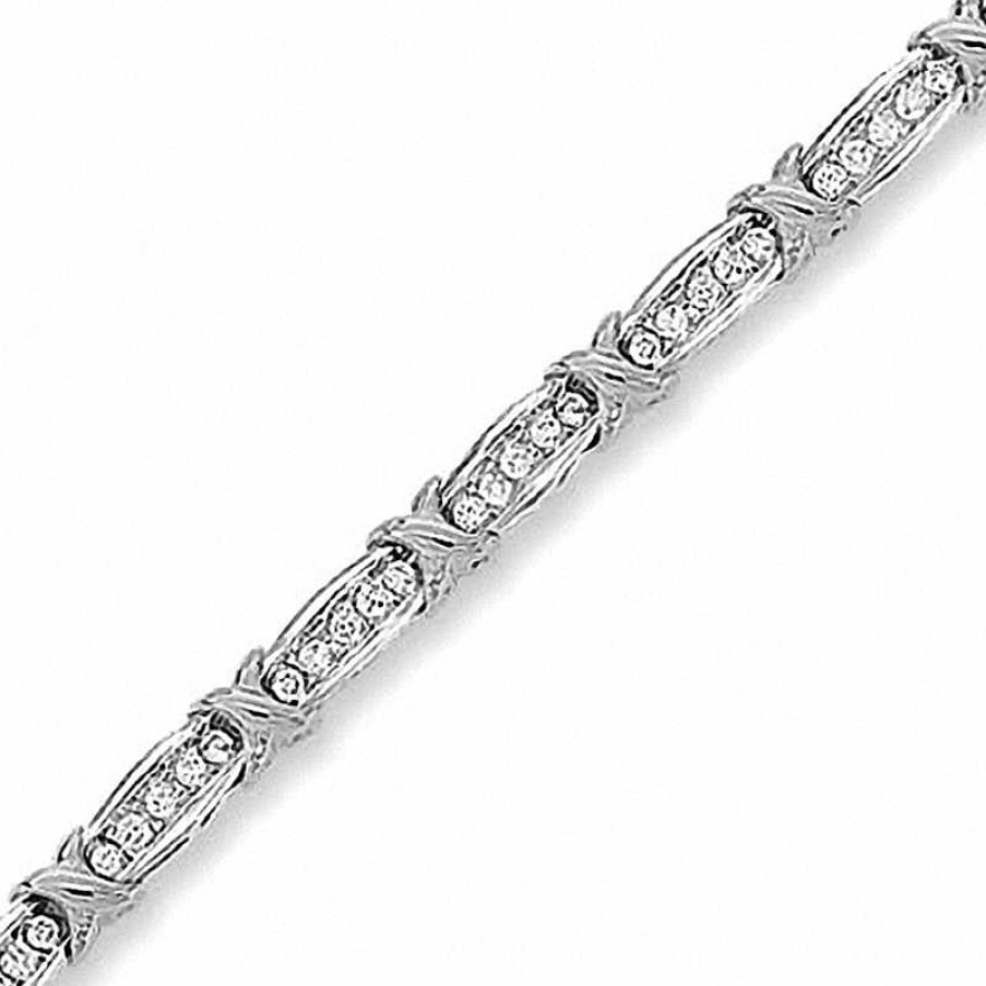 Bracelets Zales | 2 Ct. T.W. Diamond Fashion "X" Bracelet In 10K White Gold