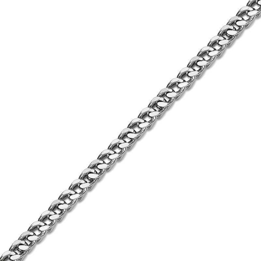 Bracelets Zales | Men'S 4.0Mm Solid Foxtail Chain Bracelet In Stainless Steel - 9.0"