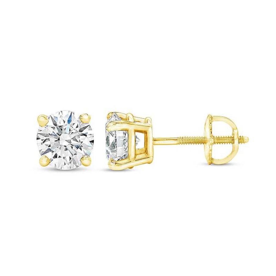 Earrings Zales | 1 Ct. T.W. Certified Diamond Solitaire Stud Earrings In 14K Gold (J/Vs2)