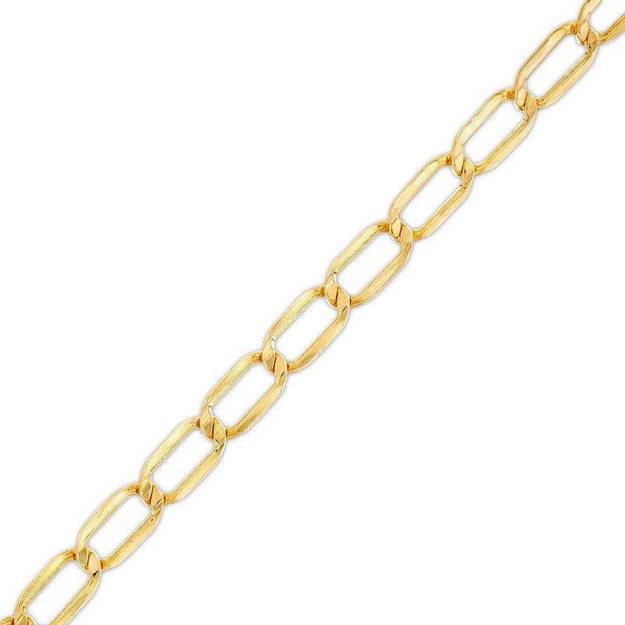 Bracelets Zales | 6.4Mm Open Oval-Shaped Hollow Curb Chain Bracelet In 14K Gold - 7.5"