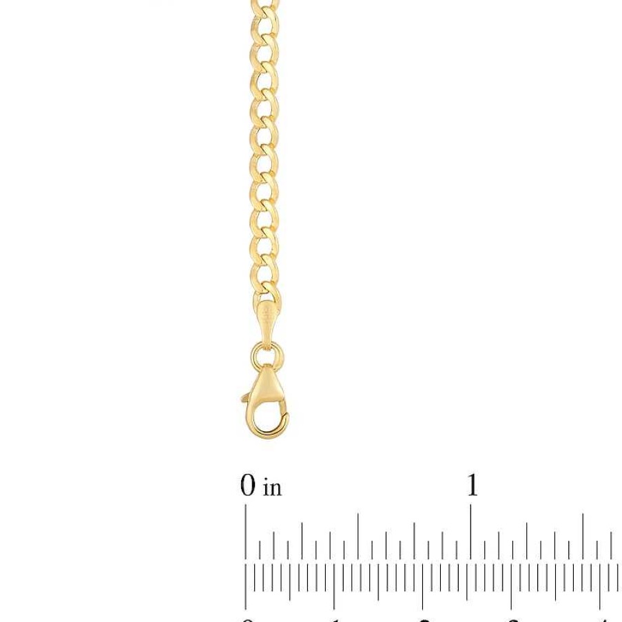 Bracelets Zales | Heart 3.4Mm Curb Chain Bracelet In 14K Gold - 7.0"