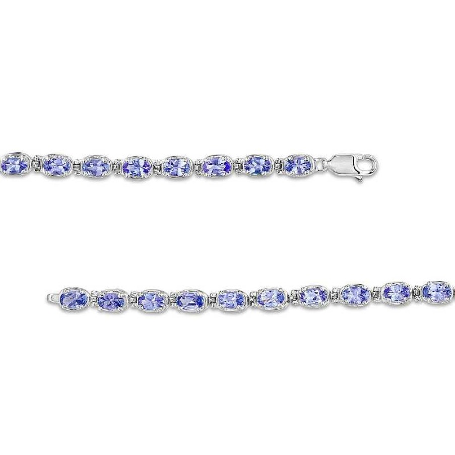 Bracelets Zales | Oval Tanzanite Bracelet In Sterling Silver