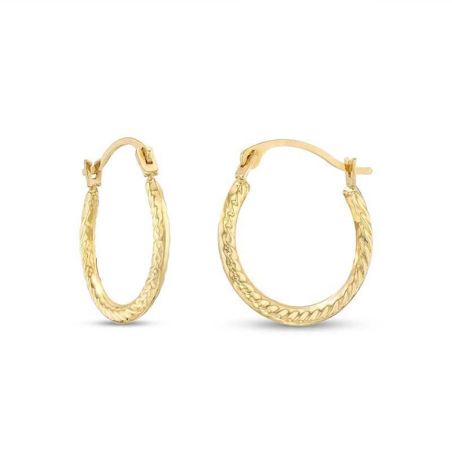 Earrings Zales | Child'S 15.0Mm Rope Edge Hollow Hoop Earrings In 14K Gold