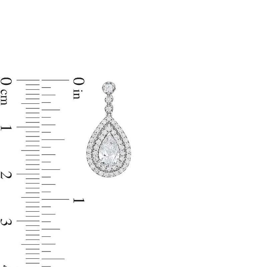 Earrings Zales | Zales X Rocksbox 1-1/2 Ct. T.W. Pear-Shaped Lab-Created Diamond Drop Earrings In 10K White Gold