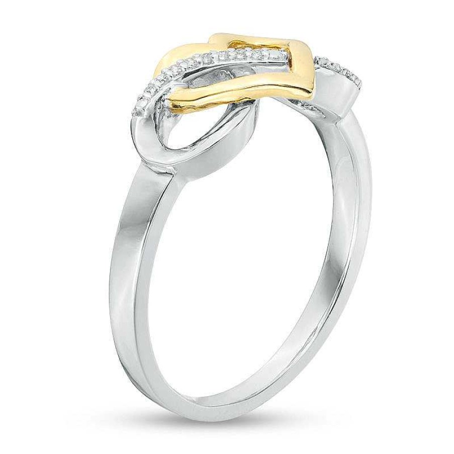 Rings Zales | Diamond Accent Interlocking Infinity And Heart Ring In Sterling Silver And 10K Gold