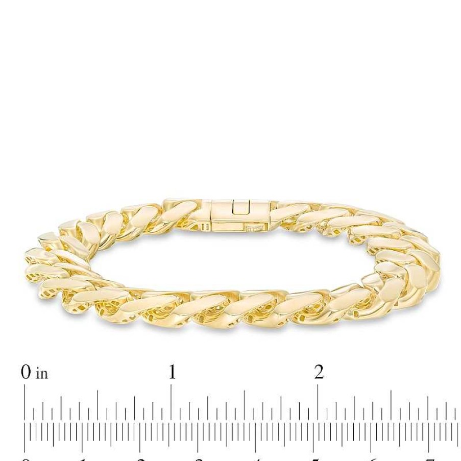 Bracelets Zales | Men'S 13.5Mm Cuban Curb Chain Bracelet In Hollow 14K Gold - 8.5"