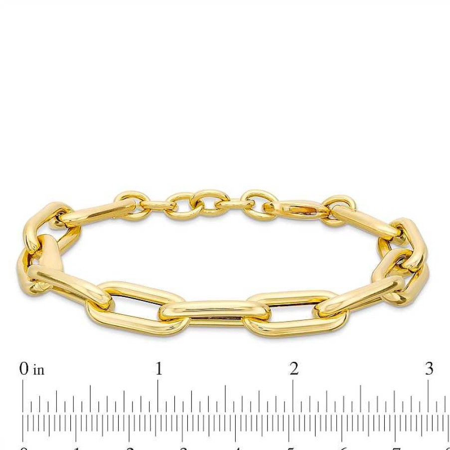 Bracelets Zales | 2.5Mm Hollow Paper Clip Cheval Chain Bracelet In 14K Gold - 9.0"