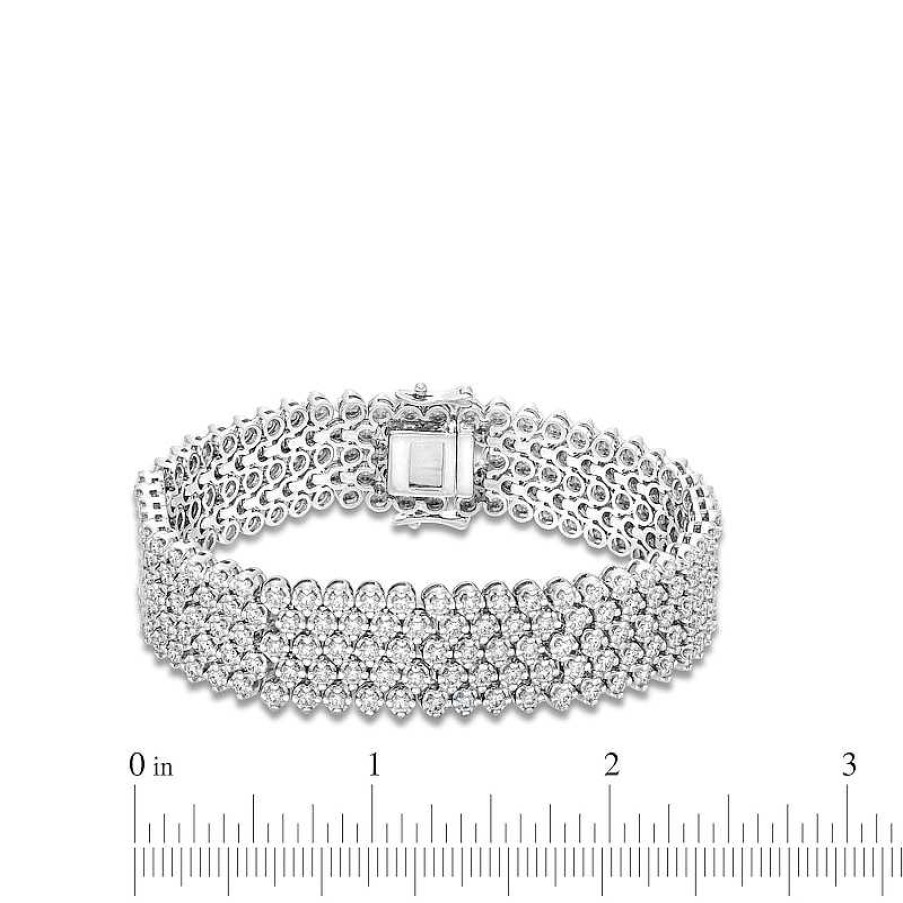 Bracelets Zales | Zales X Rocksbox 9 Ct. T.W. Lab-Created Diamond Five-Row Bracelet In 10K White Gold