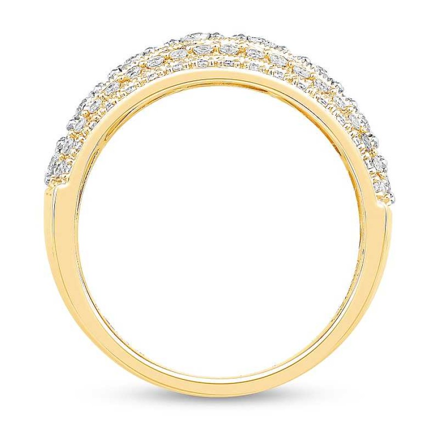 Rings Zales | 1 Ct. T.W. Diamond Edge Raised Multi-Row Vintage-Style Band In 10K Gold