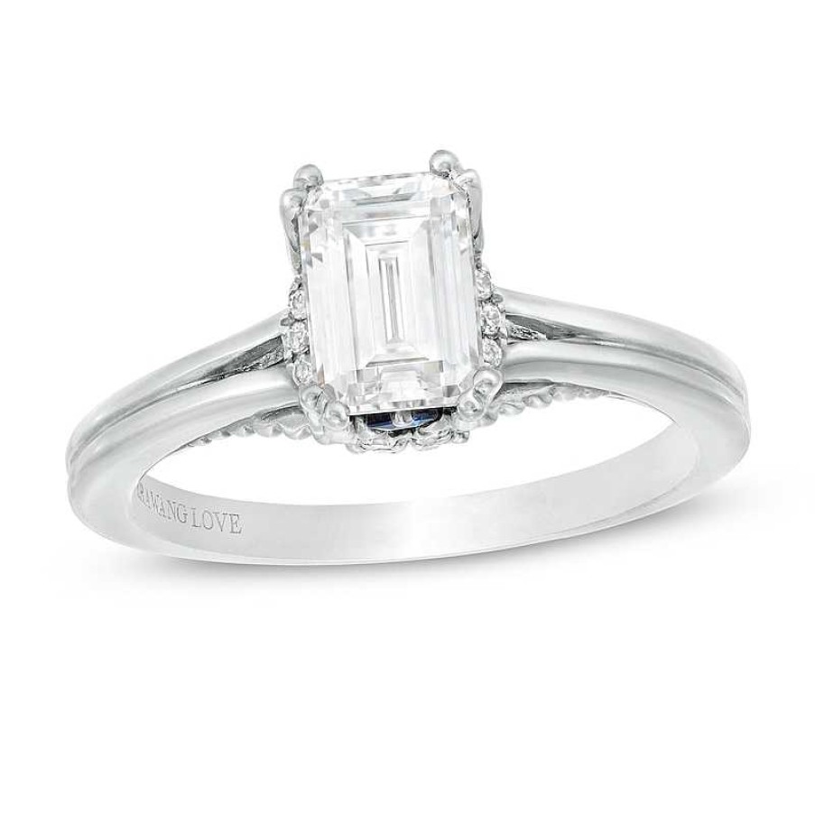 Rings Zales | Vera Wang Love Collection 1 Ct. T.W. Certified Emerald-Cut Diamond Engagement Ring In 14K White Gold (I/Si2)