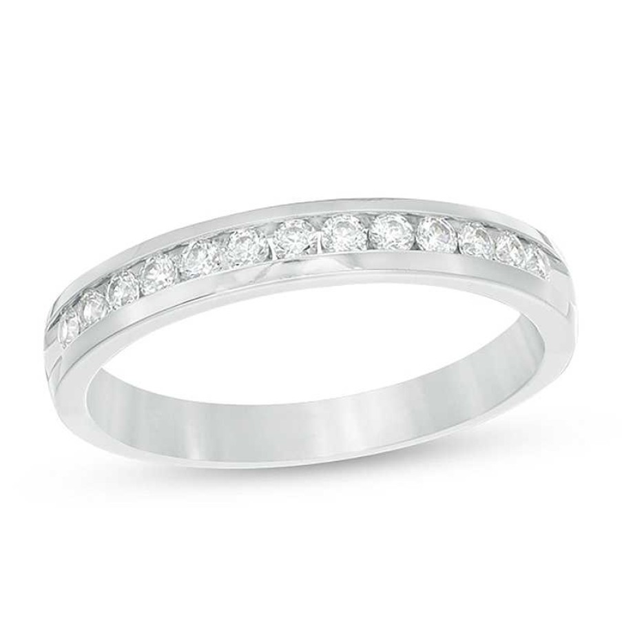 Rings Zales | 1/4 Ct. T.W. Diamond Channel Band In 14K White Gold