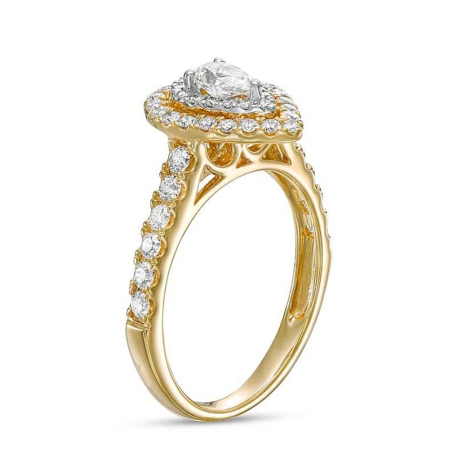 Rings Zales | 1 Ct. T.W. Pear-Shaped Diamond Double Frame Engagement Ring In 14K Gold