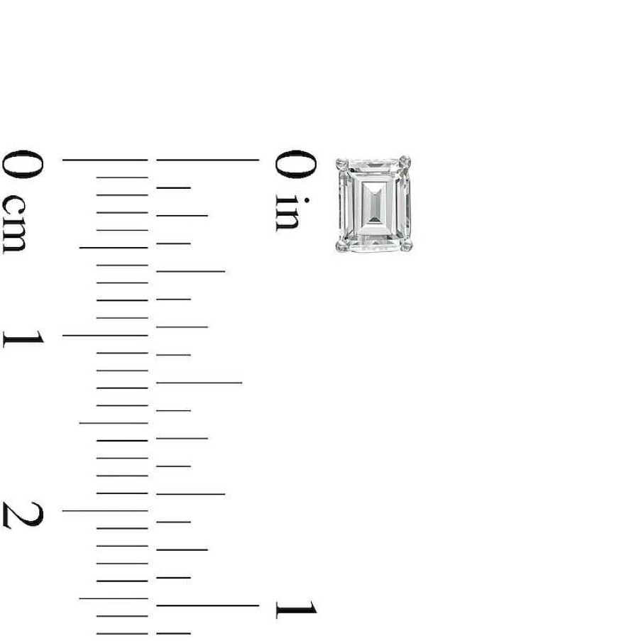 Earrings Zales | 1 Ct. T.W. Certified Emerald-Cut Lab-Created Diamond Solitaire Stud Earrings In 14K White Gold (F/Si2)