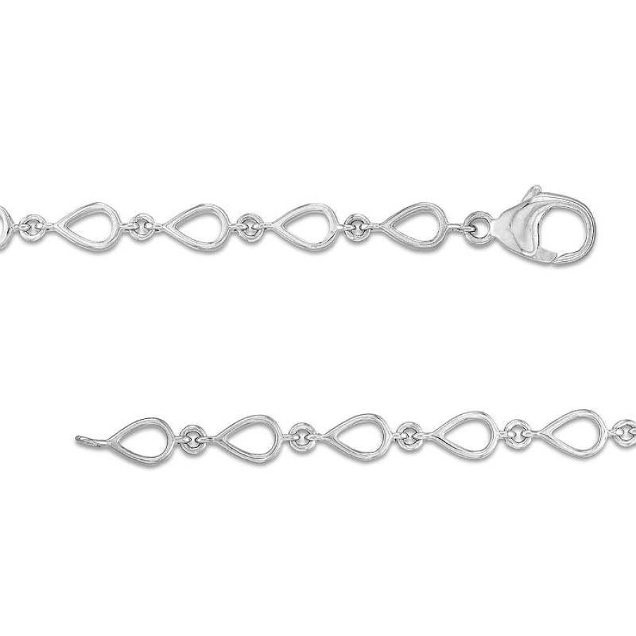 Bracelets Zales | 1/2 Ct. T.W. Pear-Shaped Multi-Diamond Link Bracelet In Sterling Silver - 7.5"