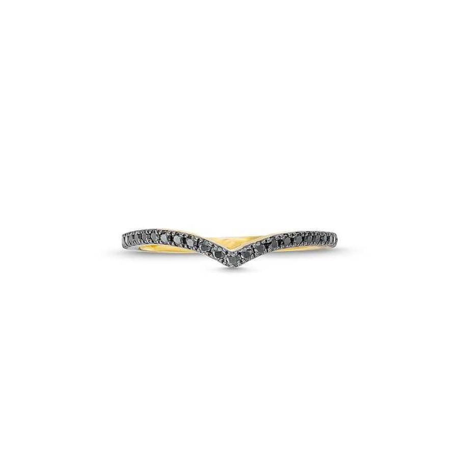 Rings Zales | 1/5 Ct. T.W. Black Diamond Contour Band In 14K Gold