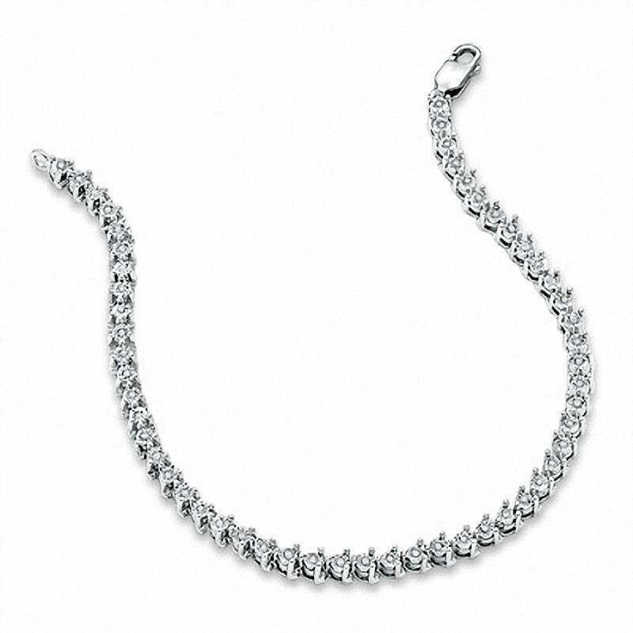 Bracelets Zales | 1/4 Ct. T.W. Diamond Line Bracelet In Sterling Silver