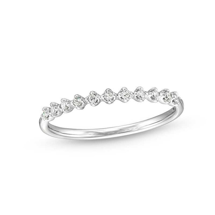 Rings Zales | 1/15 Ct. T.W. Diamond Stackable Band In 10K White Gold