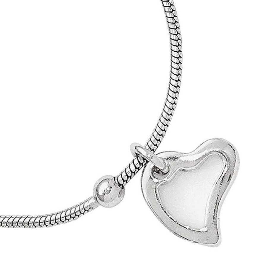 Bracelets Zales | Captive Abstract Heart Dangle Anklet In Sterling Silver - 10"