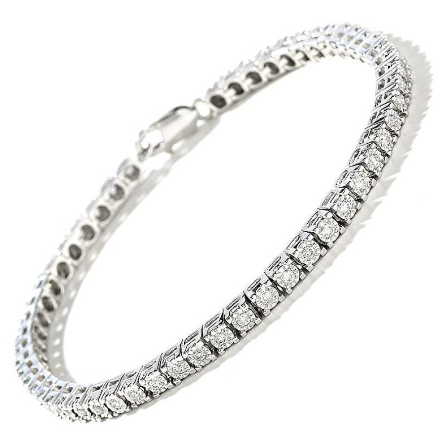 Bracelets Zales | 1 Ct. T.W. Diamond Tennis Bracelet In Sterling Silver