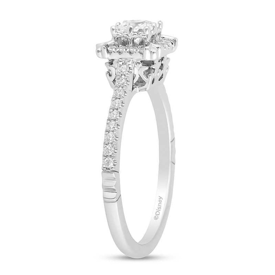 Rings Zales | Enchanted Disney Majestic Princess 3/4 Ct. T.W. Diamond Frame Engagement Ring In 14K White Gold