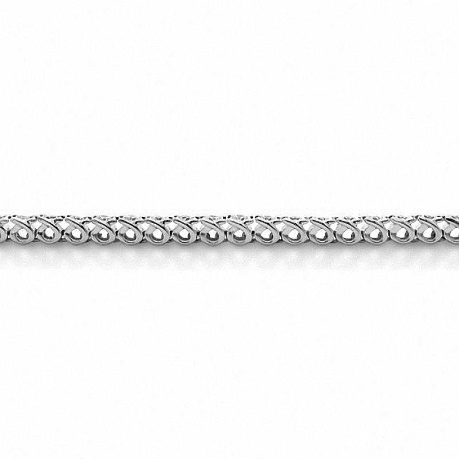 Platinum Three Prong Flower Clasp Diamond Tennis Bracelet (2 CTW - F-G /  VS1-VS2)