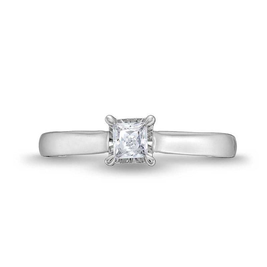 Rings Zales | 1/2 Ct. T.W. Princess-Cut Diamond Edge Engagement Ring In 14K White Gold (I/I2)