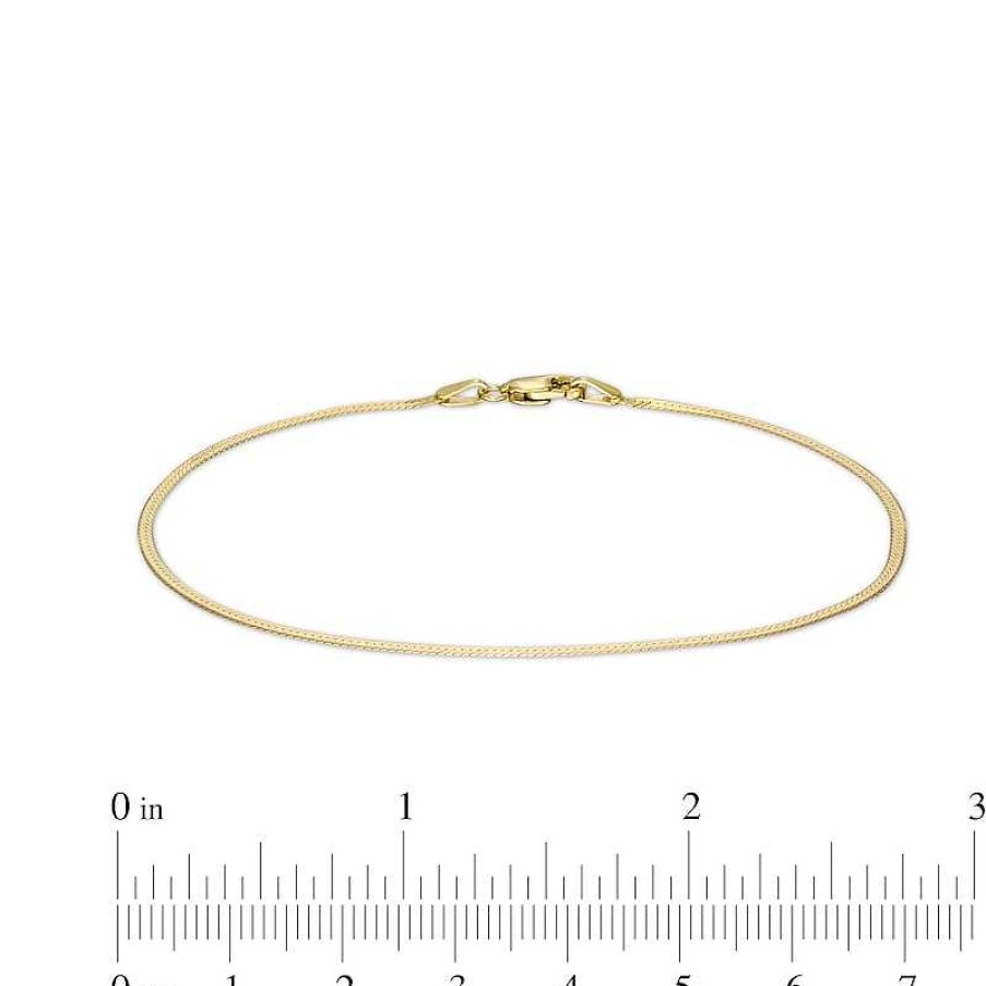 Bracelets Zales | Curb, Herringbone And Paper Clip Link Chain Bracelet Set In Hollow 10K Gold - 7.5"