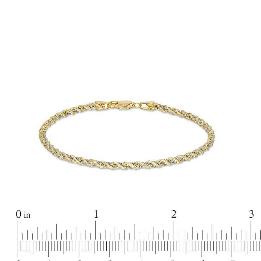 Bracelets Zales | 2.43Mm Hollow Cashmere Rope Chain Bracelet In 10K Two-Tone Gold - 7.25"