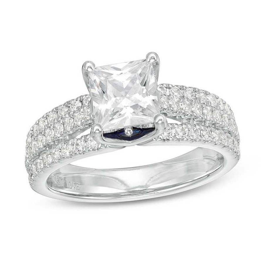 Rings Zales | Vera Wang Love Collection 2 Ct. T.W. Certified Princess-Cut Diamond Engagement Ring In 14K White Gold (I/Si2)