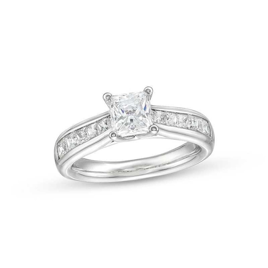 Rings Zales | 1-1/2 Ct. T.W. Princess-Cut Diamond Channel Engagement Ring In 14K White Gold (I/I2)