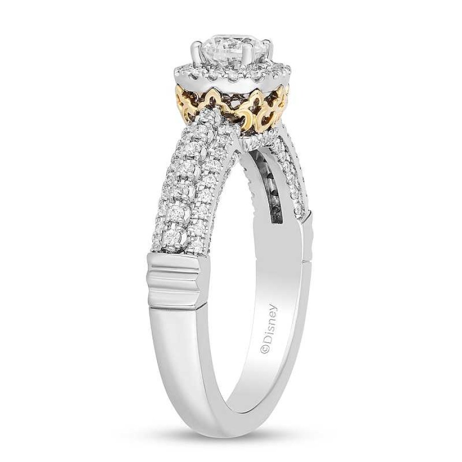 Rings Zales | Collector'S Edition Enchanted Disney 100Th Anniversary 7/8 Ct. T.W. Diamond Frame Engagement Ring In 14K Two-Tone Gold