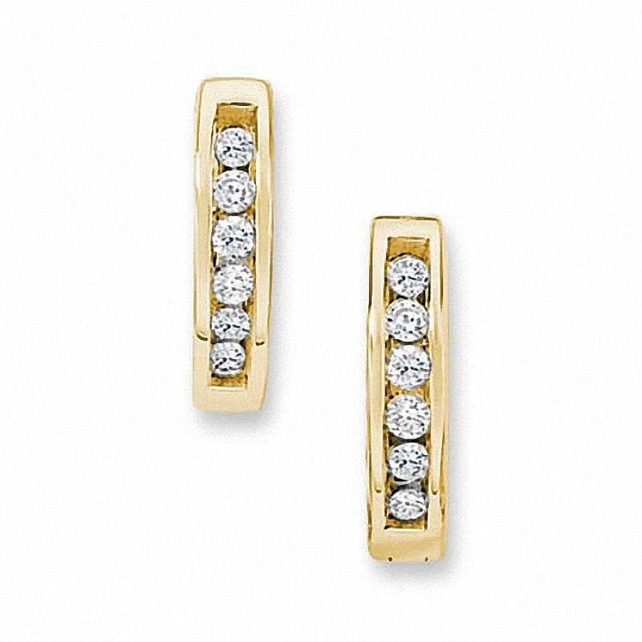 Earrings Zales | 1/4 Ct. T.W. Diamond Huggie Hoop Earrings In 10K Gold