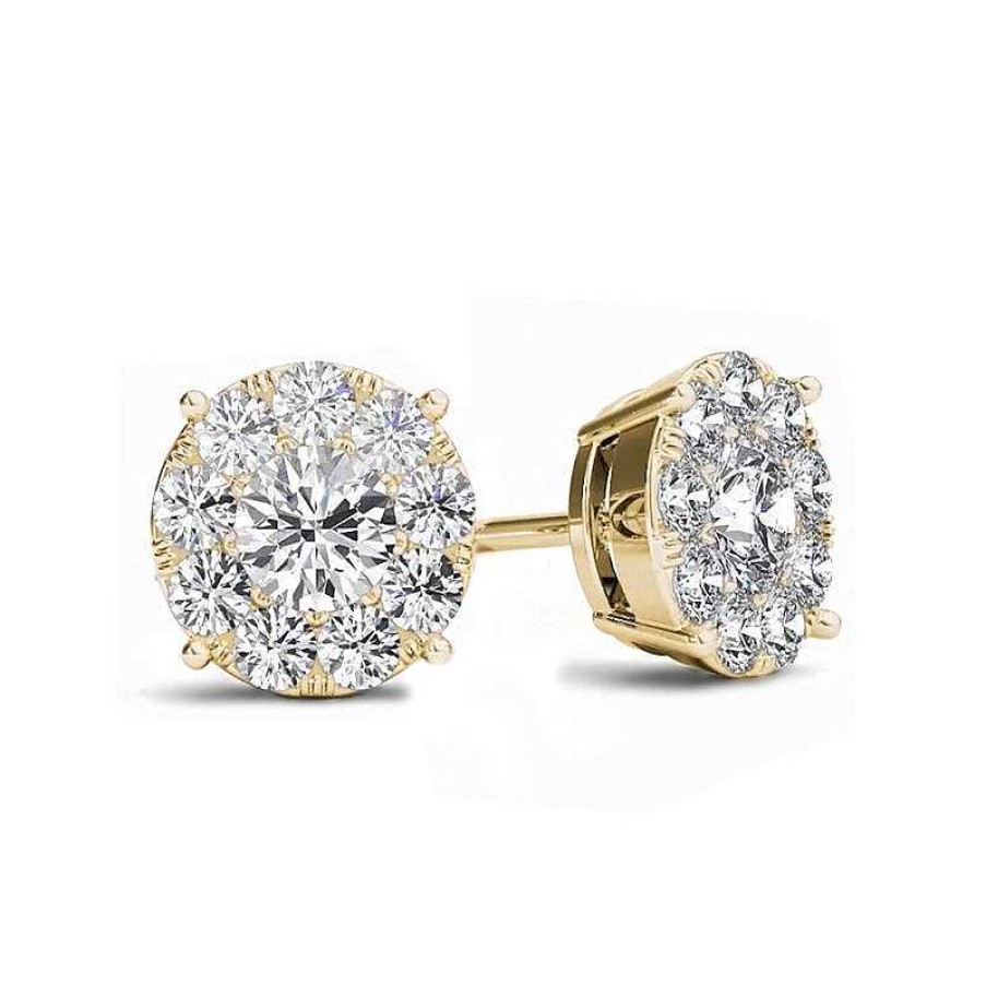 Earrings Zales | 1-1/5 Ct. T.W. Diamond Frame Stud Earrings In 10K Gold