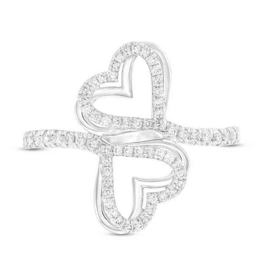 Rings Zales | The Kindred Heart From Vera Wang Love Collection 1/3 Ct. T.W. Diamond Double Heart Bypass Ring In Sterling Silver