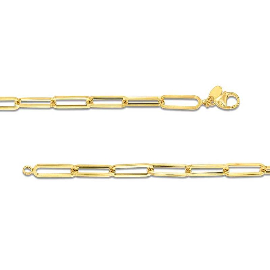 Bracelets Zales | 5.6Mm Paper Clip Chain Bracelet In Hollow 14K Gold - 7.5"