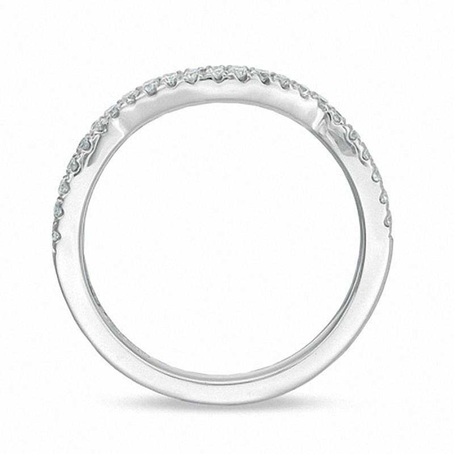 Rings Zales | Vera Wang Love Collection 1/5 Ct. T.W. Diamond Contour Wedding Band In 14K White Gold