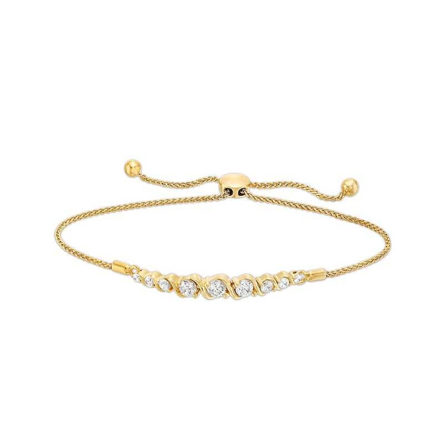 Bracelets Zales | Marilyn Monroe™ Collection 1 Ct. T.W. Journey Diamond Cascading Bolo Bracelet In 10K Gold - 9.0"