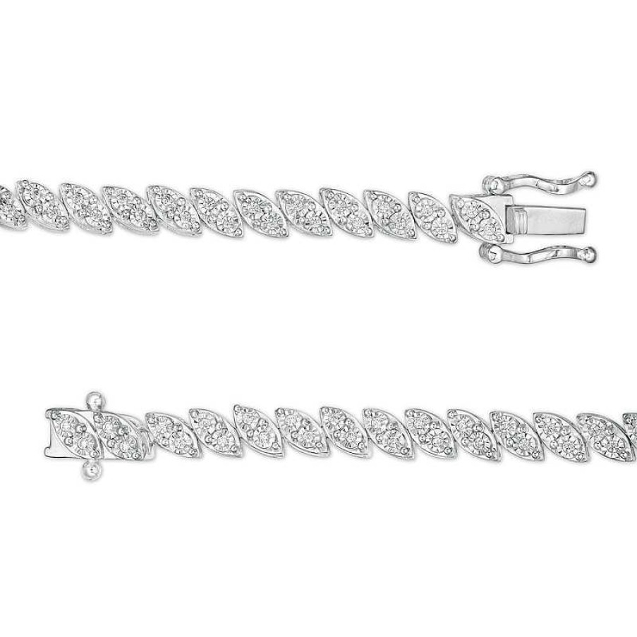 Bracelets Zales | 1/2 Ct. T.W. Diamond Marquise Line Bracelet In 10K White Gold - 7.5"