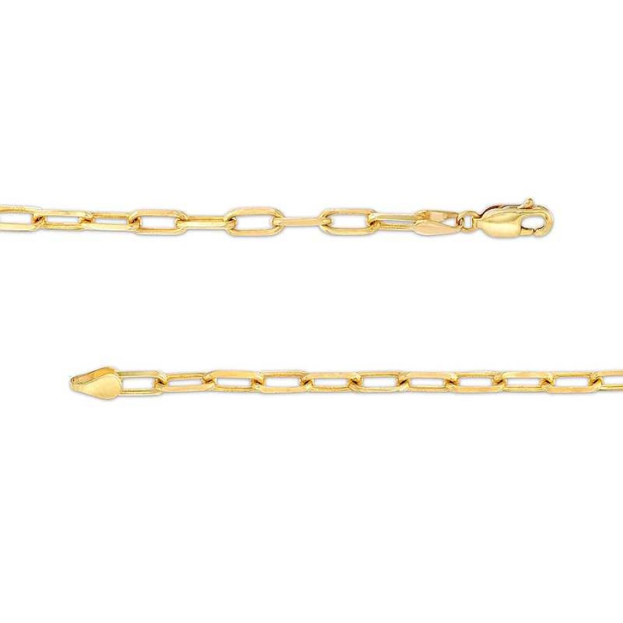 Bracelets Zales | 3.55Mm Solid Paper Clip Cheval Chain Bracelet In 10K Gold - 7.5"