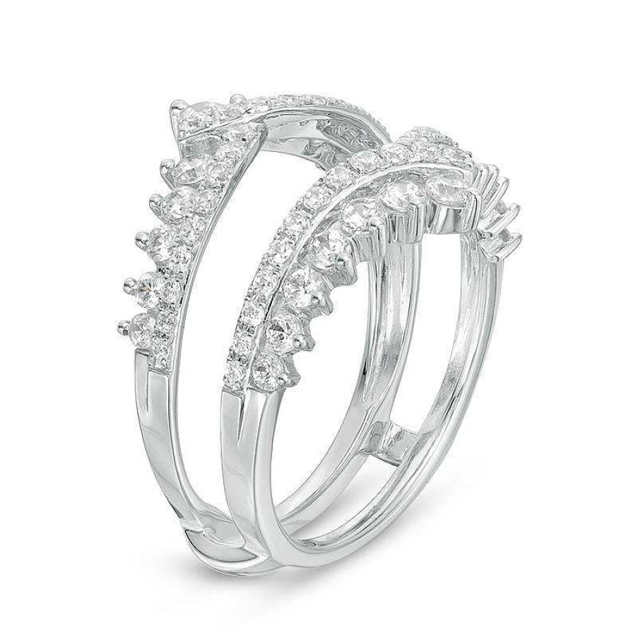 Rings Zales | 1-1/4 Ct. T.W. Diamond Bypass Chevron Solitaire Enhancer In 14K White Gold