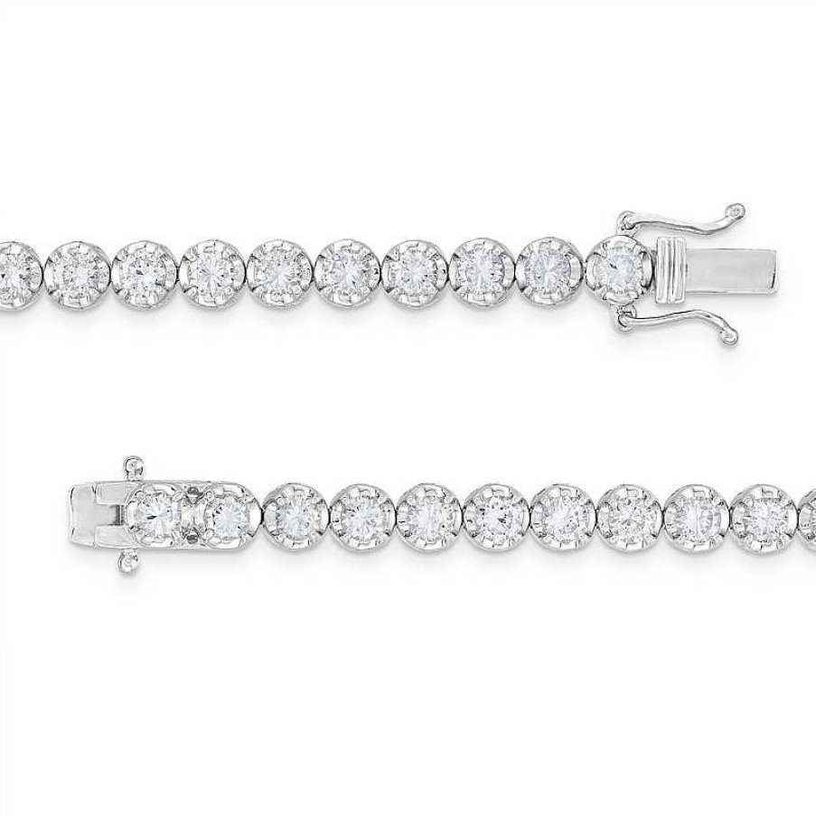 Bracelets Zales | 5 Ct. T.W. Certified Lab-Created Tennis Bracelet In 14K White Gold (F/Si2)