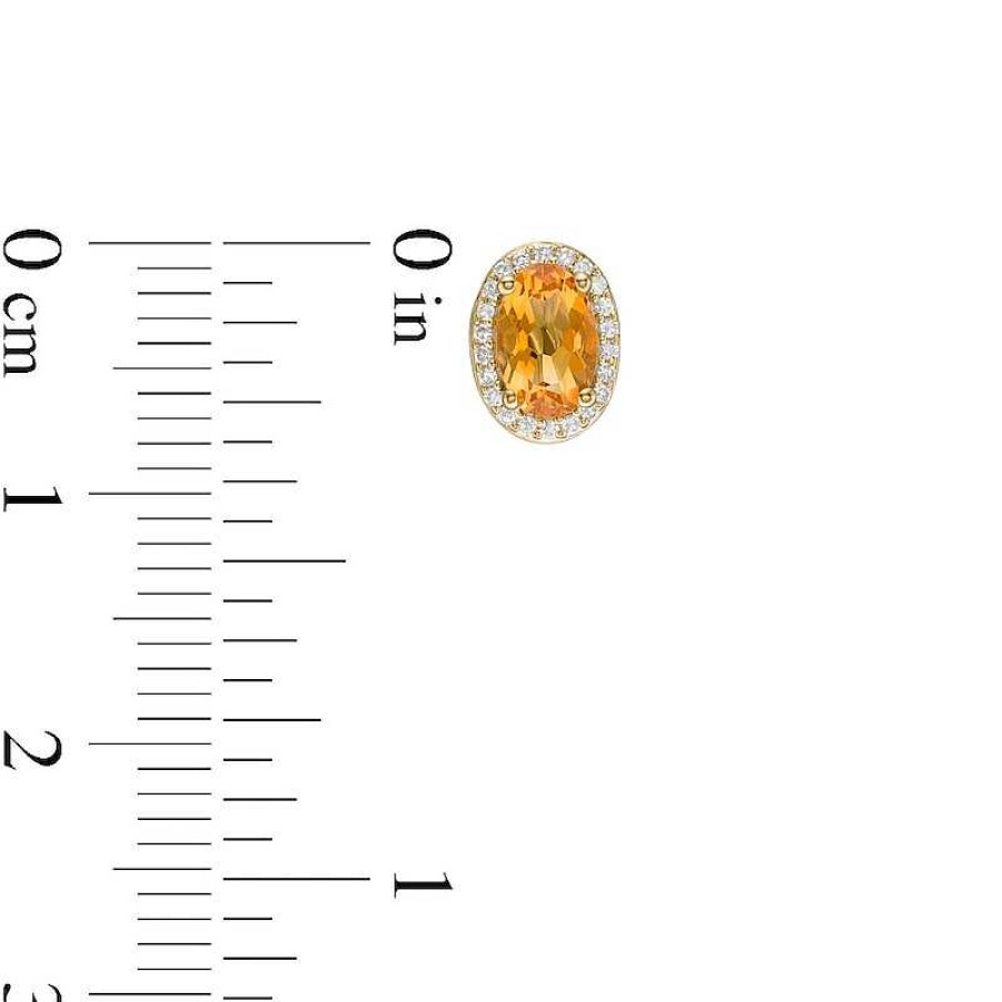 Earrings Zales | Oval Citrine And 1/10 Ct. T.W. Diamond Frame Stud Earrings In 10K Gold