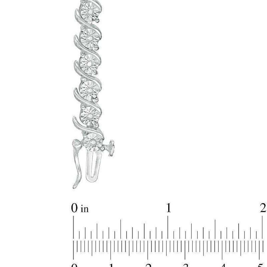 Bracelets Zales | 1/4 Ct. T.W. Diamond "S" Tennis Bracelet In Sterling Silver - 7.25"