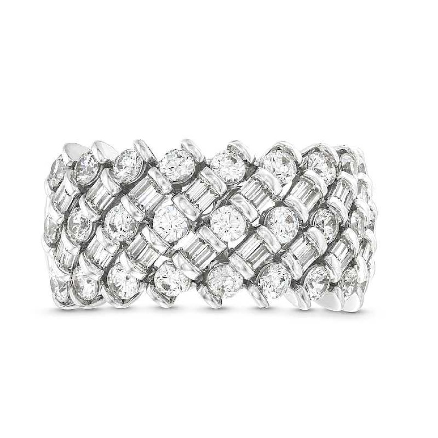 Rings Zales | 2 Ct. T.W. Certified Lab-Created Diamond Quilt Pattern Ring In 14K White Gold (F/Si2)