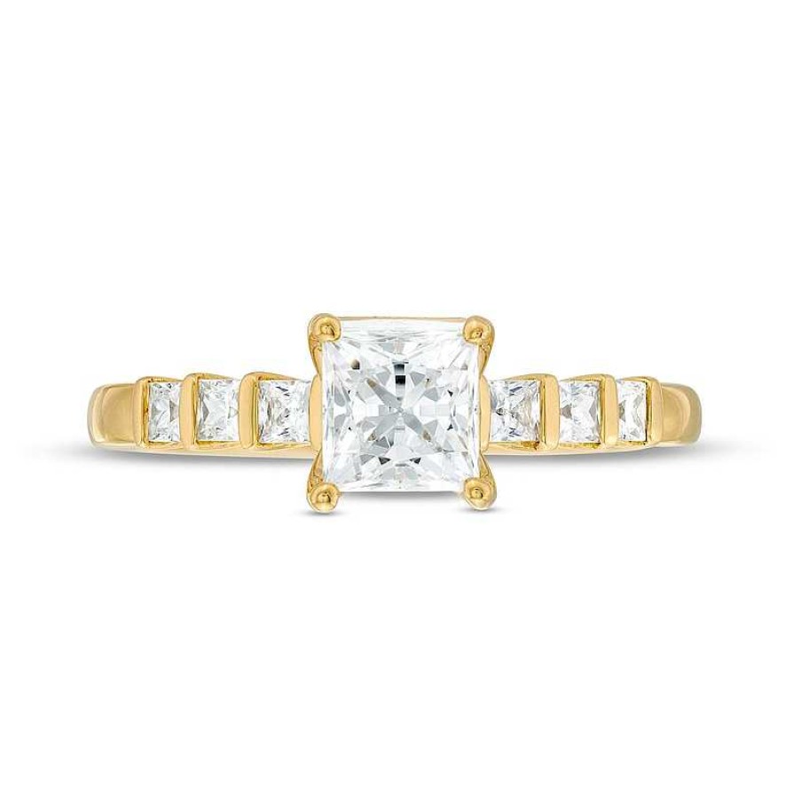 Rings Zales | Vera Wang Love Collection 1 Ct. T.W. Princess-Cut Diamond Engagement Ring In 14K Gold