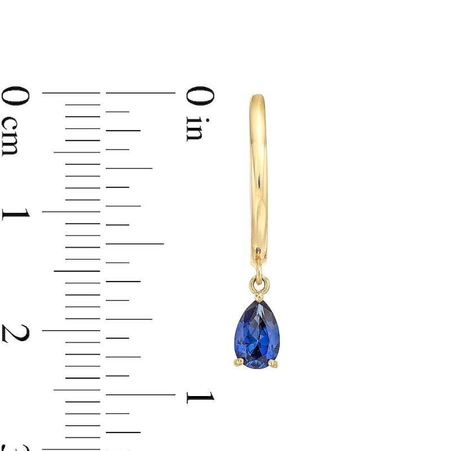 Earrings Zales | Pear-Shaped Blue Lab-Created Sapphire Solitaire Drop Earrings In 10K Gold